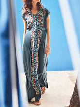 Load image into Gallery viewer, Casual V-Neck Short Sleeve Printed Maternity Dress
