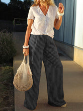 Load image into Gallery viewer, Casual Loose Short Sleeve Striped Two-piece Suit
