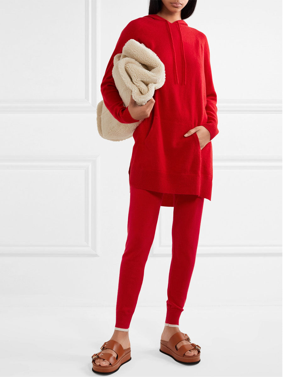 Casual Loose Fashion Hooded Long Sleeve Knitted Suit