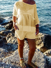 Load image into Gallery viewer, Round Neck Loose Perspective Short Sleeve Suit
