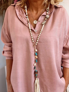 Solid Color Casual Loose Blouses