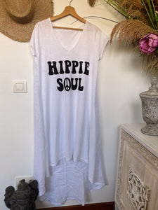 Casual Loose Round Neck Letter Irregular Dress