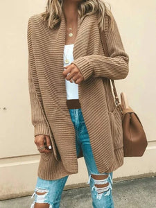 Knit Solid Color Pocket Cardigan Coat