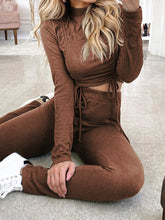 Load image into Gallery viewer, Long Sleeve Slim Drawstring Top Casual Trousers Two-piece
