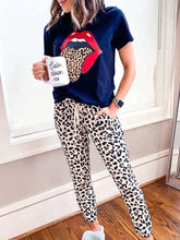 Load image into Gallery viewer, Casual Loose T-Shirt Pants Leopard Print Suit
