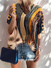 Load image into Gallery viewer, Bohemian Retro Casual Loose Color Block Top
