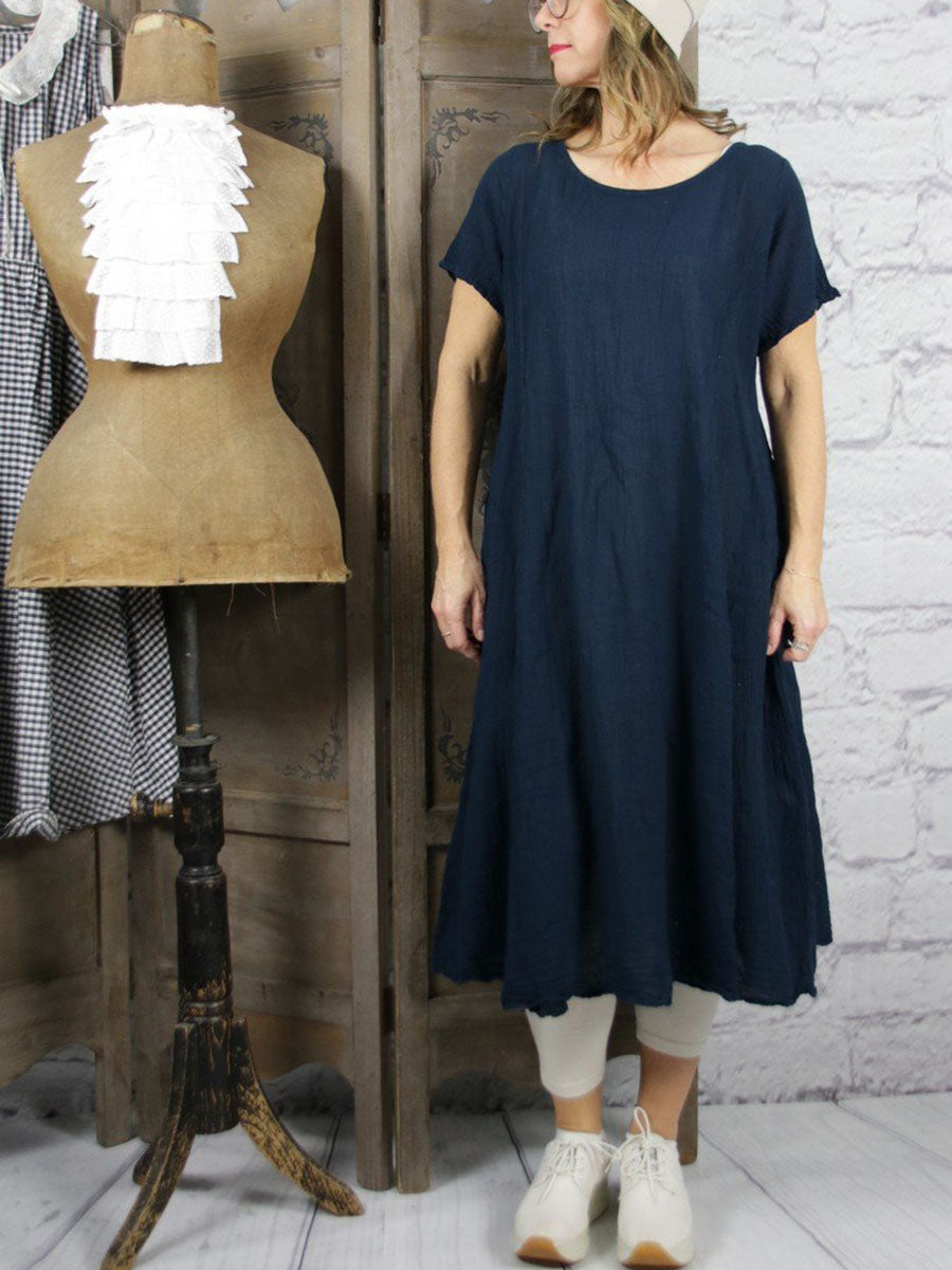 Solid Color Pocket Dress