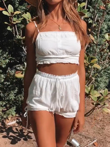 Sexy Suspender Sleeveless Two-piece Suit