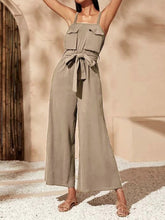 Load image into Gallery viewer, Pure Color Elegant Loose Slip Jumpsuit with Pocket
