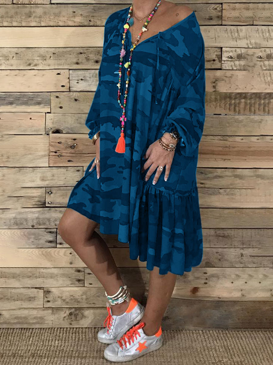 Casual Loose Camouflage Print Dress