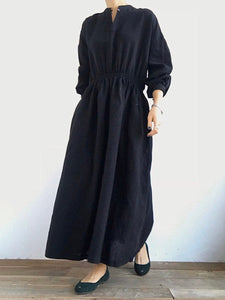 Solid Color Wild Fashion Waist Dress