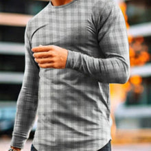 Load image into Gallery viewer, Round Neck Fashion Casual Check Long Sleeve T-Shirt
