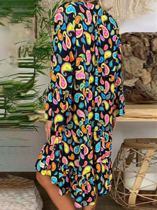 Fashion Shirt Button Print Dress