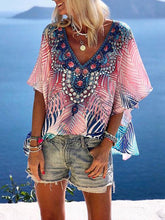 Load image into Gallery viewer, Loose Print V-Neck Top
