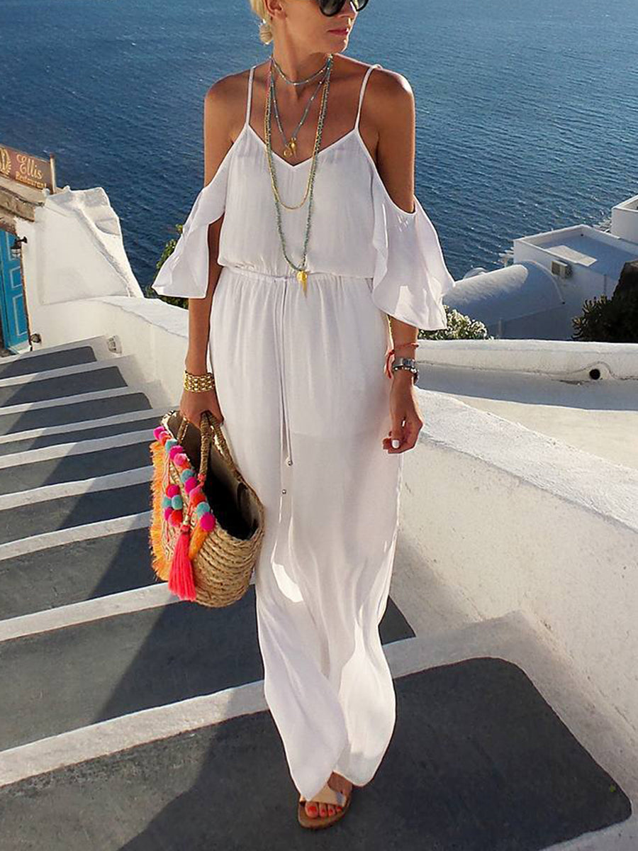Simple Casual Loose V Neck Dress