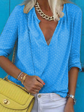 Load image into Gallery viewer, Simple Casual Loose V Neck Polka Dot Printed Shirt
