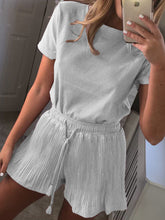 Load image into Gallery viewer, Glittering Casual Loose Short Sleeve Top Shorts Set
