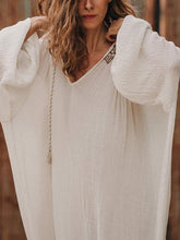 Load image into Gallery viewer, Casual Long Sleeve Round Neckline Printed Solid Color Dress
