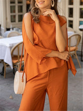 Load image into Gallery viewer, Round Neck Long Sleeves Solid Color Loose Suit
