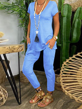 Load image into Gallery viewer, Simple Casual V-Neck Top Pants Set
