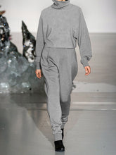 Load image into Gallery viewer, High-neck Long-sleeved Top and Trousers Knitted Two-piece Suit
