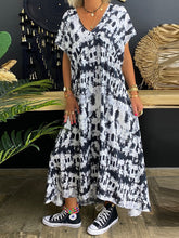 Load image into Gallery viewer, Retro Casual Loose V Neck Tie Dye Dress
