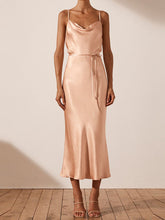 Load image into Gallery viewer, Solid Color Sling Party Evening Dress
