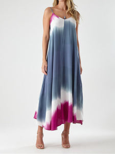 V-neck Sleeveless Tie-dye Dress