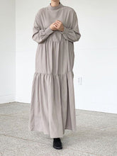 Load image into Gallery viewer, Solid Color Loose Fashion Stitching Long Sleeve Dress
