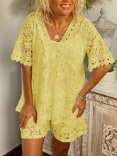 Load image into Gallery viewer, Romantic Lace V Neck Top Shorts Set
