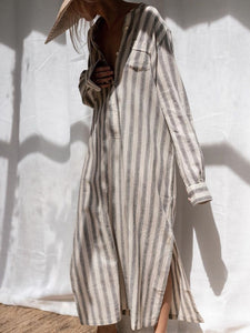 Casual Loose Striped Long Sleeve Dress