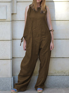 Casual Loose Round Neck Sleeveless Jumpsuit