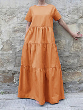 Load image into Gallery viewer, Solid Color Round Neck Short Sleeve Casual Dress
