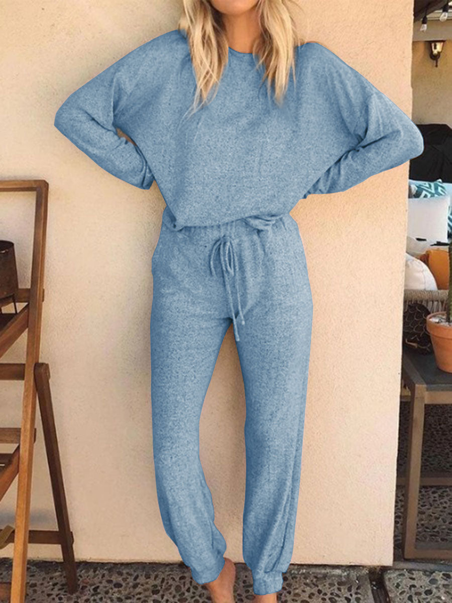 Long Sleeve Tops Loose Pant Casual Two Piece