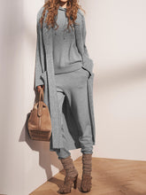 Load image into Gallery viewer, Knit Long Cardigan Loose Sweatshirt and Pants Three-piece Suit
