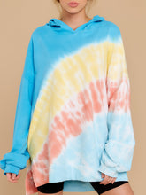 Load image into Gallery viewer, Casual Blue Multi Tie Dye Hoodie

