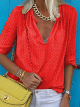 Load image into Gallery viewer, Simple Casual Loose V Neck Polka Dot Printed Shirt
