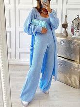 Load image into Gallery viewer, Casual Long Cardigan Vest and Trousers Knitted Three-piece Suit
