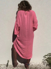Load image into Gallery viewer, Plus Size V Neck Pink Beach Solid Dresses
