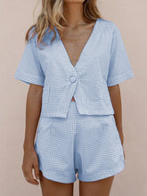 Load image into Gallery viewer, Holiday V-neck Plaid Print Suit
