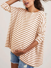 Load image into Gallery viewer, Casual Solid Color Long-sleeved Striped Printed Maternity Top

