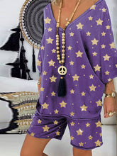 Load image into Gallery viewer, Deep V-Neck Star Print Shorts Set
