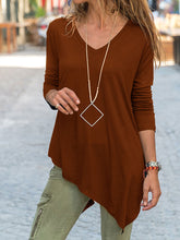 Load image into Gallery viewer, V-Neck Irregular Hem Long Sleeve Casual Tops
