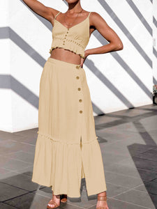 Sexy Sling Solid Color Split Two-piece Suit
