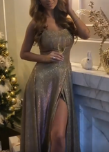 Load image into Gallery viewer, Fashion Suspenders Sequined Sexy Evening Dress
