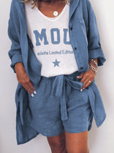 Load image into Gallery viewer, Casual Loose V-Neck T-Shirt Shorts Shirt Three-Piece Suit
