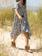 Load image into Gallery viewer, Leopard V-Neck Casual Short Sleeve Dress
