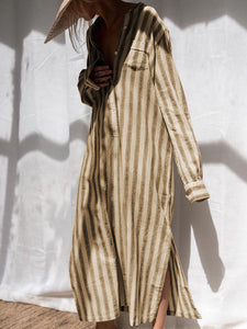 Casual Loose Striped Long Sleeve Dress