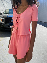 Load image into Gallery viewer, Solid Color Round Neck Lace Casual Two-piece Suit
