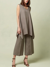 Load image into Gallery viewer, Casual Sleeveless V-Neck Tops Loose Pants Two-Piece Women&#39;s Suit
